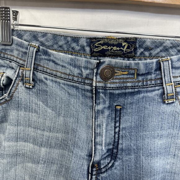 Seven7 Cropped Jeans Women’s Size 31 Blue Light Wash Stretch Denim - Picture 4 of 14